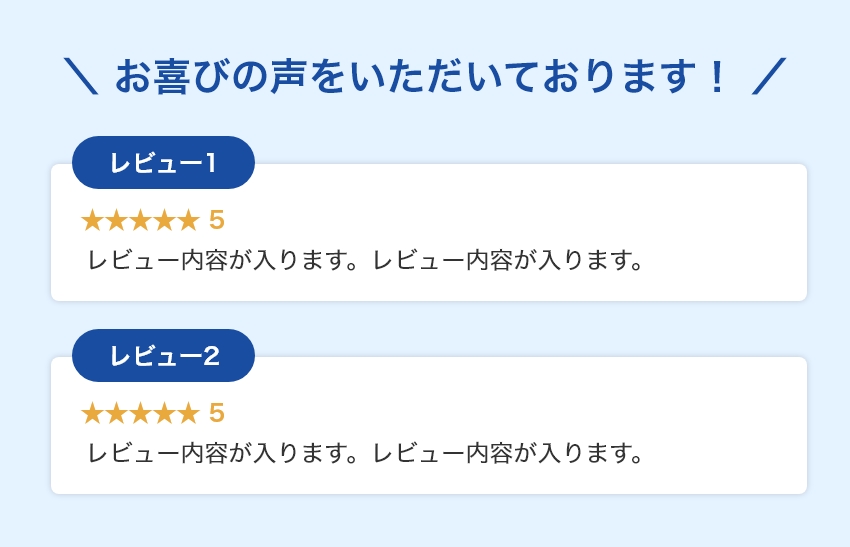 "ECサイト運用のLPのレビュー画像100％”